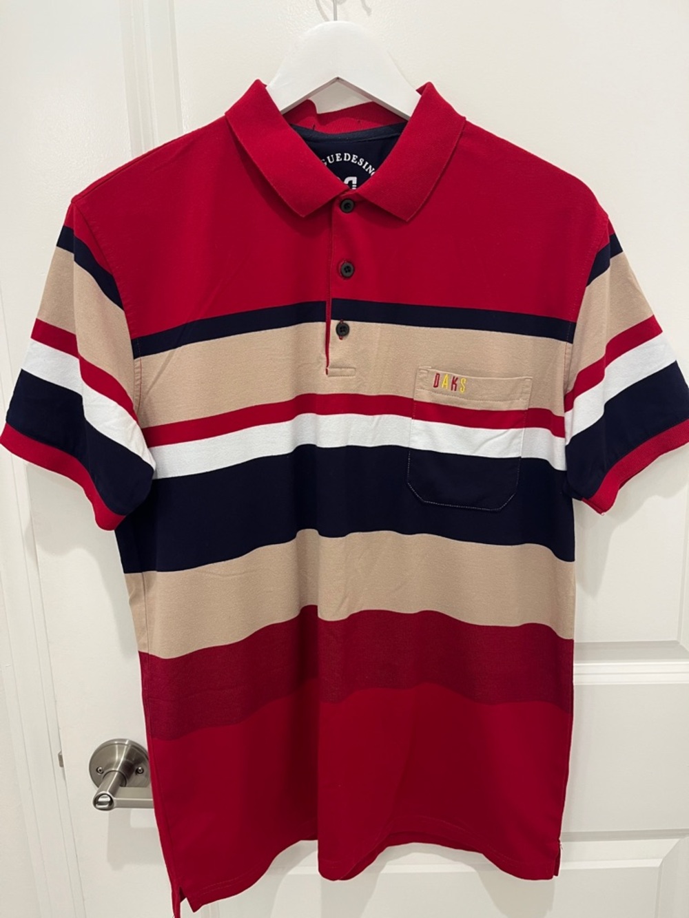DAKS Golf Men’s Red Multicolor Striped Polo
